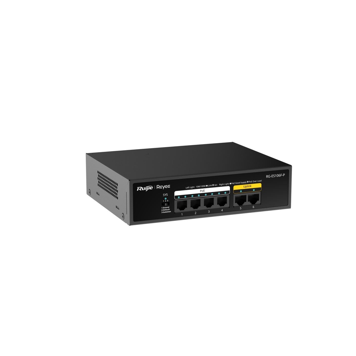 Ruijie Reyee RG-ES106F-P, 6-Port 10/100 Mbps Unmanaged PoE Switch - Civic Electronic