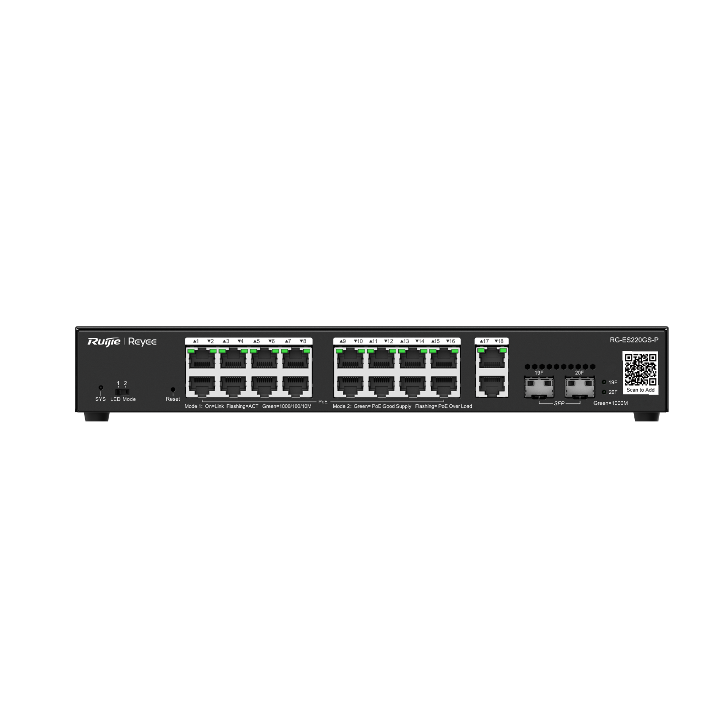 Ruijie Reyee RG-ES220GS-P 20-Port Gigabit Smart Cloud Managed PoE Switch - Civic Electronic