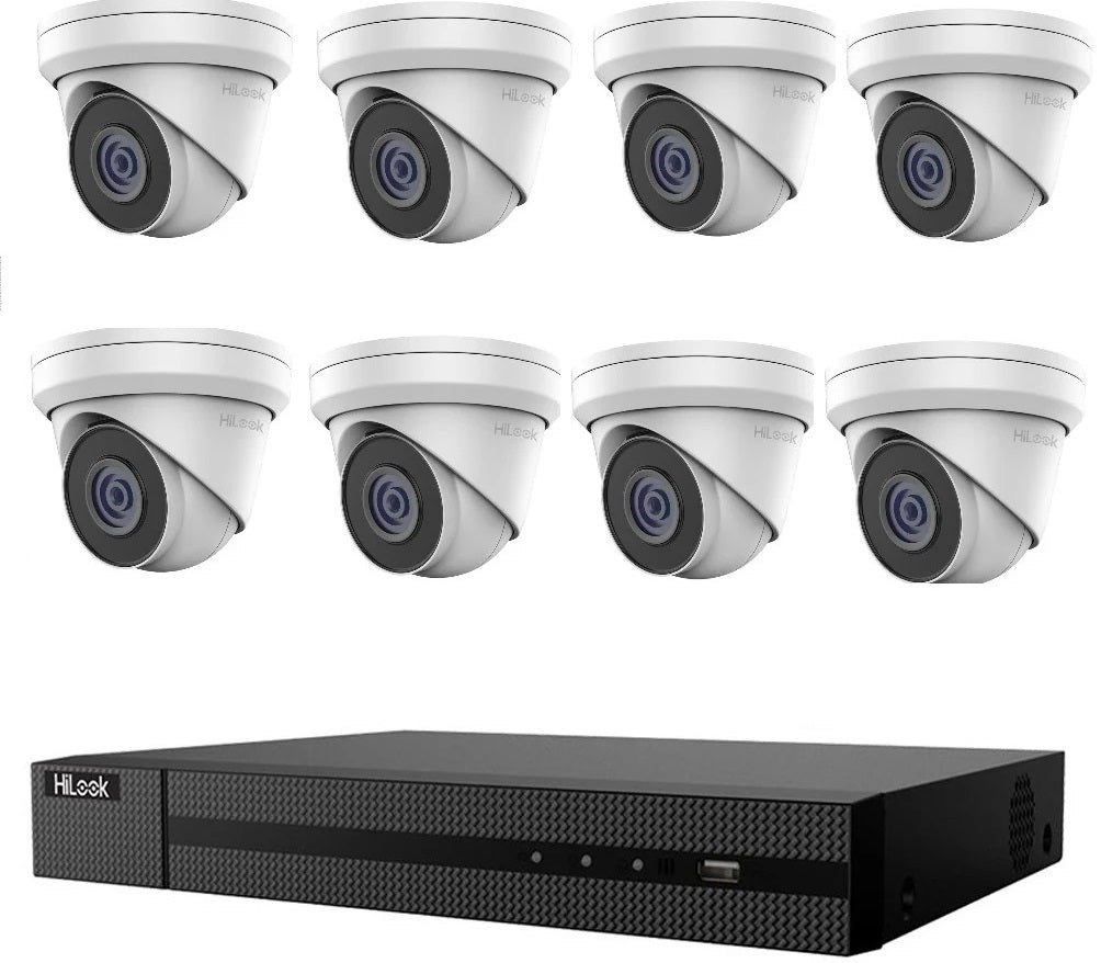 Hikvision HiLook 8MP 4K 8CH CCTV Kit: 8 x IP Turret Cameras + 8CH NVR