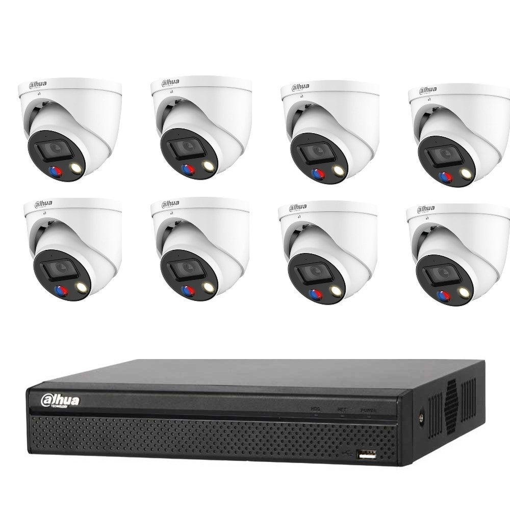 Dahua 8MP 8CH CCTV Kit: 8 x 8MP Full-Color TIOC 2.0 Active Deterrence WizSense Cameras + 8CH NVR