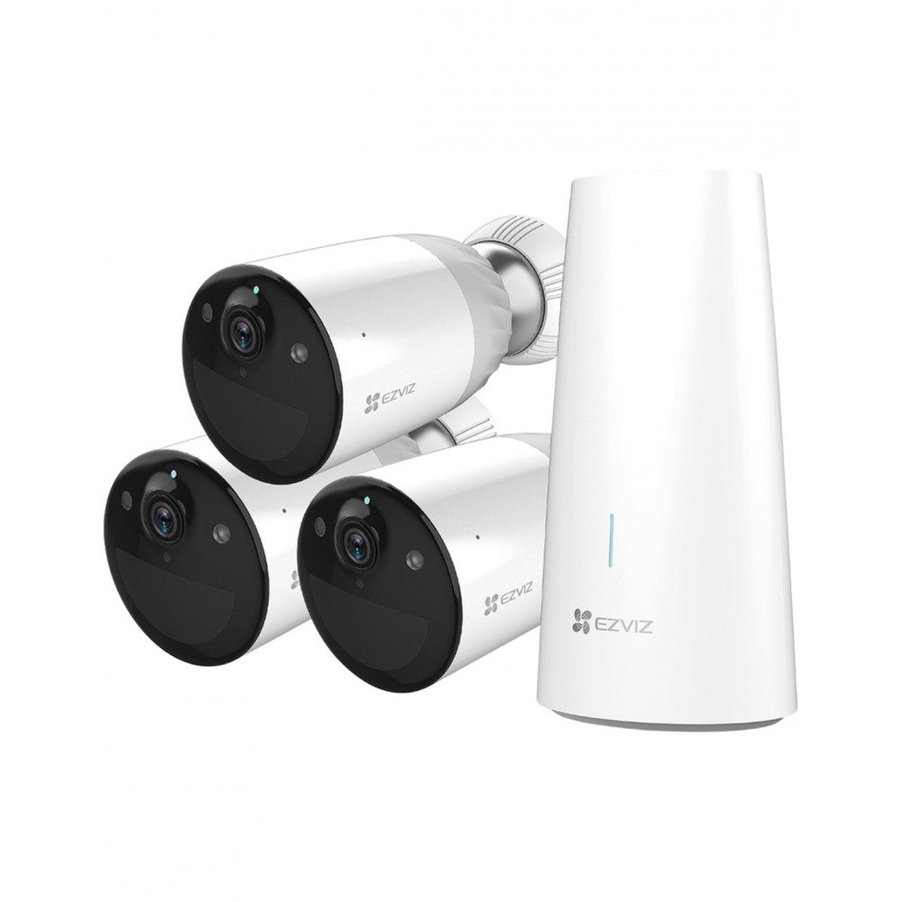 EZVIZ BC1 x3 2MP Long-Life Rechargeable Battery Camera + Wi-Fi Base Station Kit