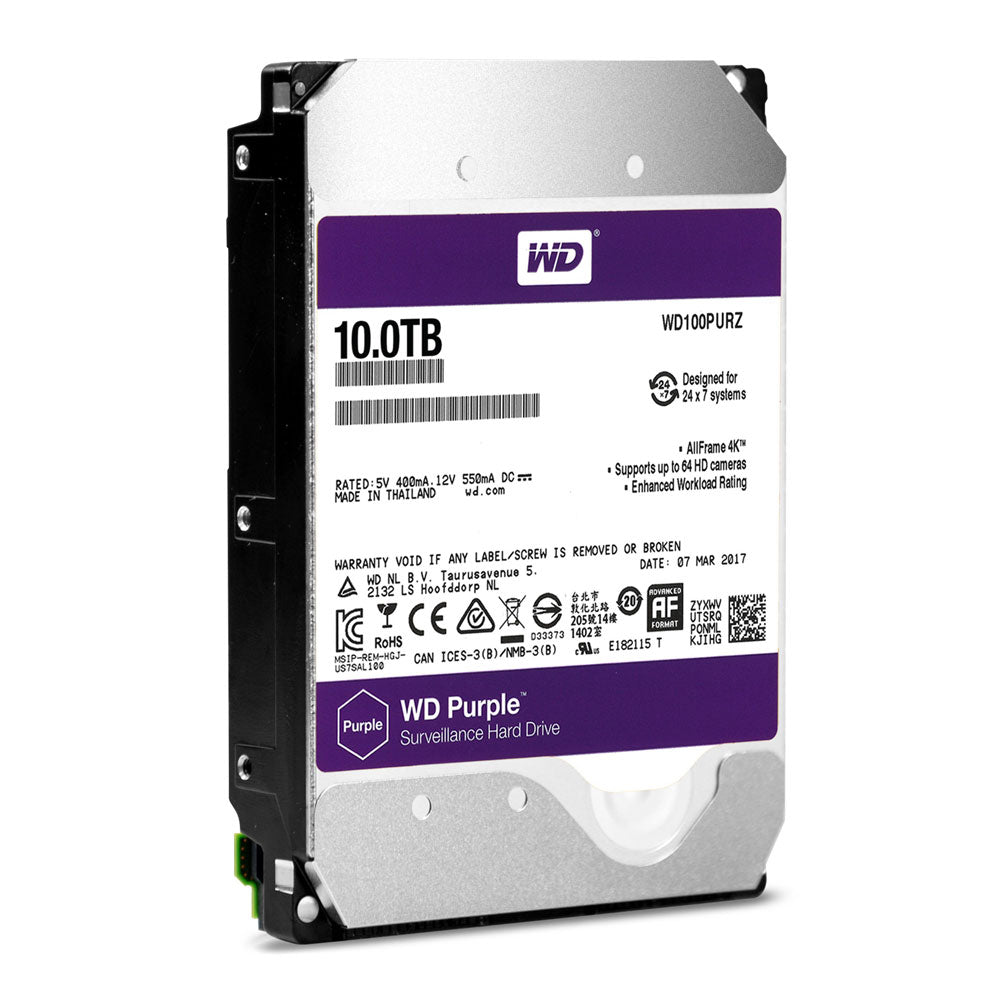 Western Digital WD Purple Surveillance/CCTV Hard Drive for DVR/NVR 10TB