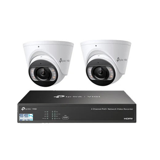 Tp-Link 8MP 4CH CCTV Kit: 2 x IP Turret Cameras (Full-Colour Speaker, Mic, Light) + 4CH NVR