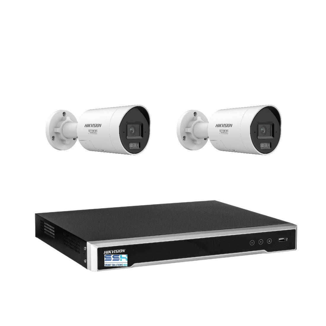 Hikvision 8MP 8K AI Smart Hybrid Light ColorVu 4CH CCTV kit 2 Mini Bullet Siren Strobe+4CH NVR