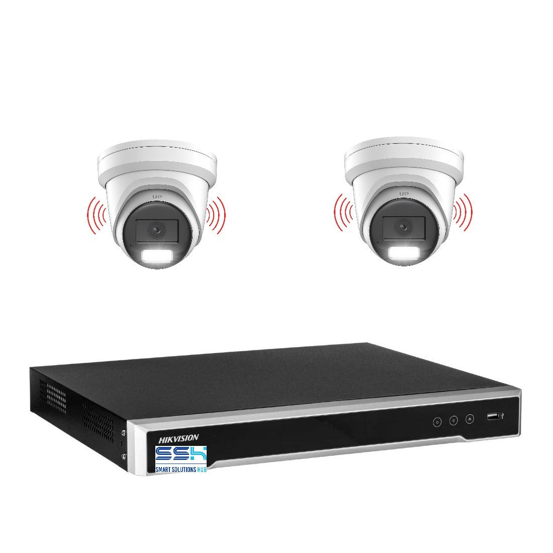 Hikvision 8MP 4K AcuSense 4CH CCTV kit 2 Network Camera with Siren Strobe+4CH NVR