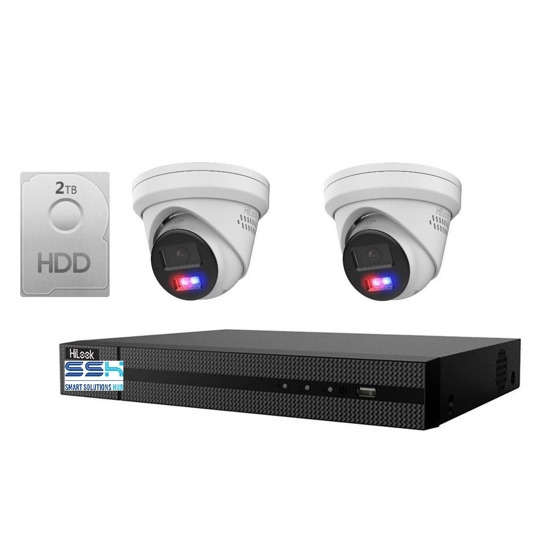 HiLook 4K 8MP All-in-One Active Colour Deterrence 4CH CCTV Kit: 2 x IP Active Colour Camera + 4CH NVR