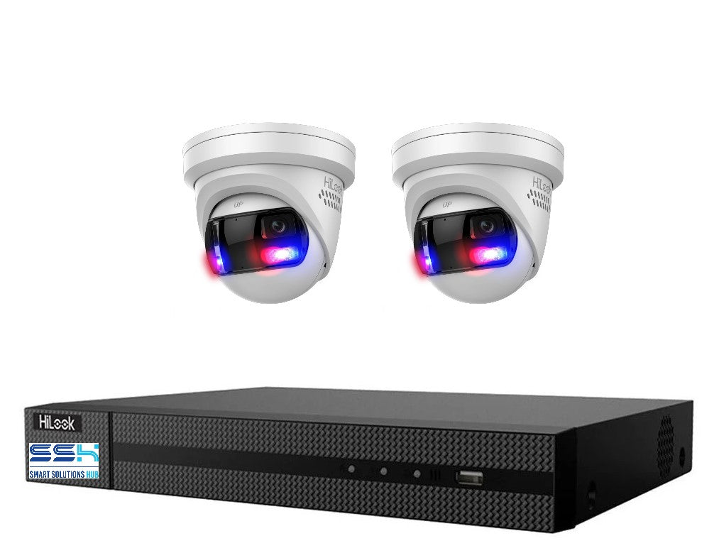 Hikvision HiLook Pro Panoramic 4CH CCTV Kit: 2 x Pro IPC-T289PH-MU/SL + 4CH NVR