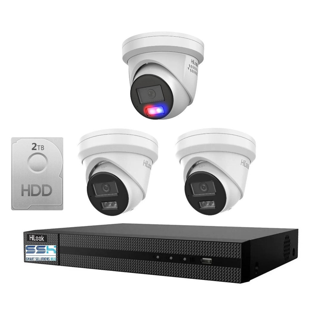 Hikvision Hilook 6MP 1 x T269, 2 x T361 4 Camera Kit - All in one Camera Active Colour Deterrence