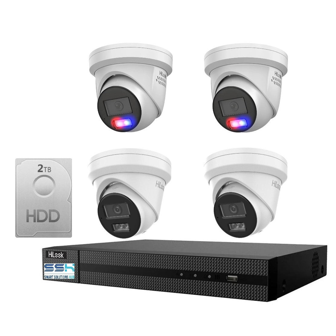 Hikvision Hilook 6MP 2 x T269, 2 x T361 4 Camera Kit - All in one Camera Active Colour Deterrence