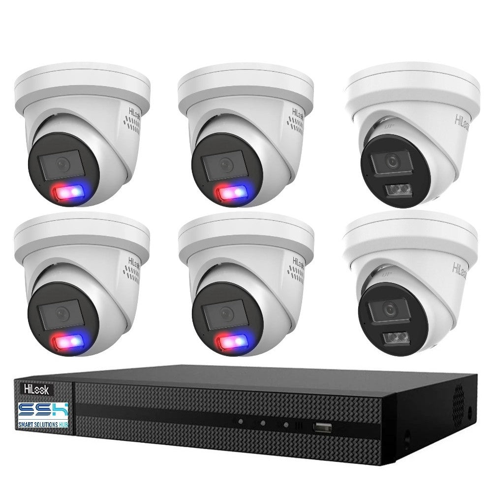 Hikvision Hilook 6MP 4 x T269, 2 x T361 6 Camera Kit - All in one Camera Active Colour Deterrence