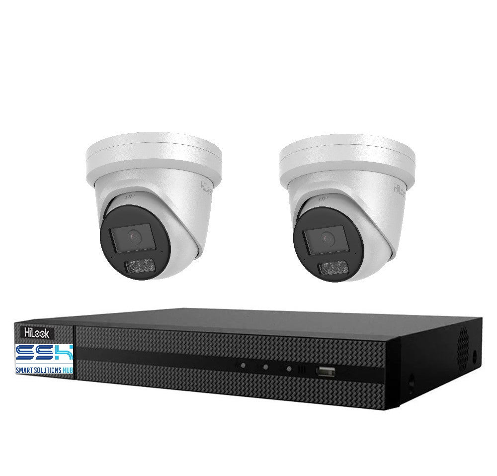 HiLook Hi Color Pro 6MP 4CH CCTV Kit: 2 x IP Hi Color Camera + 4CH NVR