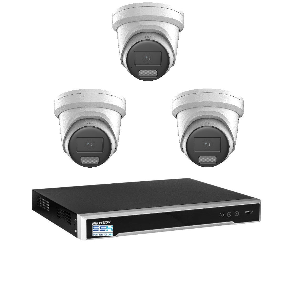 Hikvision 8MP 4K AcuSense 4CH CCTV kit 3 Network Turret Camera+4CH NVR