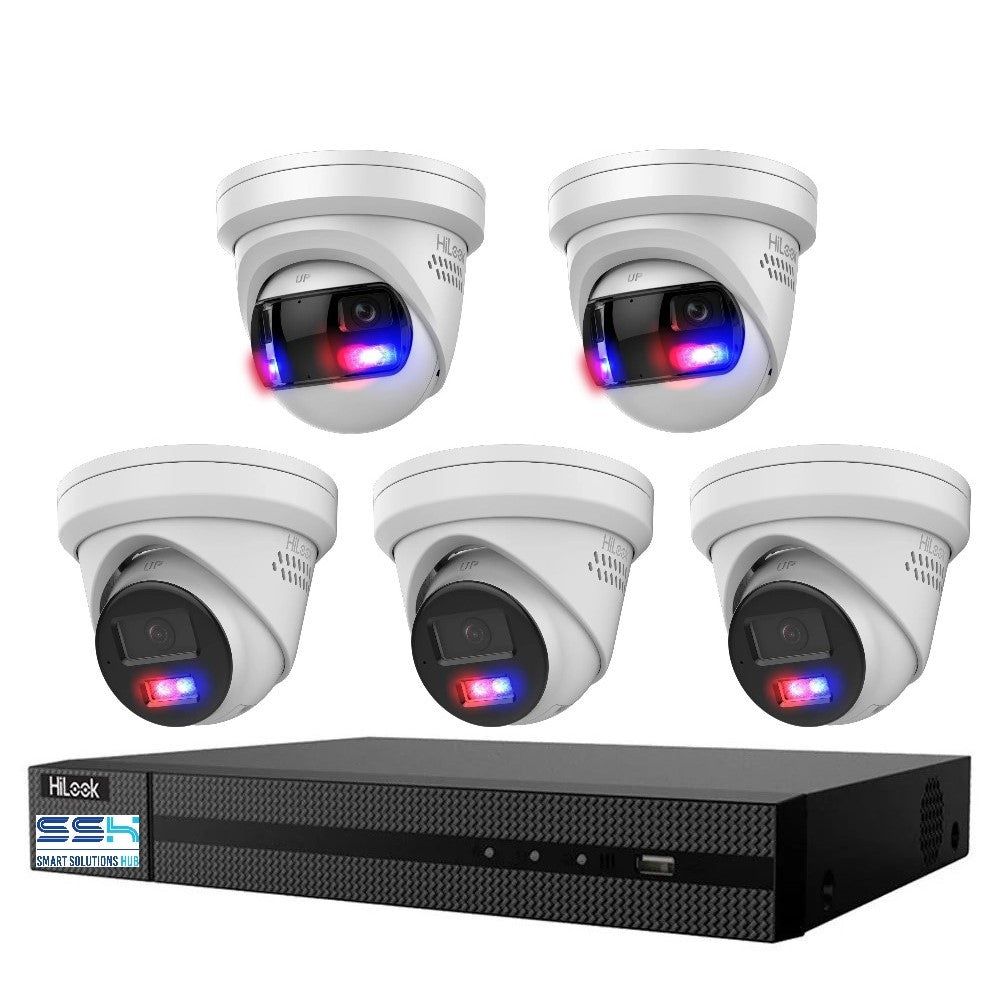 Hikvision HiLook Pro Panoramic 8CH CCTV Kit: 5 x Pro IP Turret Cameras + 8CH NVR