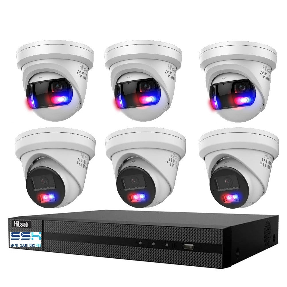Hikvision HiLook Pro Panoramic 8CH CCTV Kit: 6 x Pro IP Turret Cameras + 8CH NVR