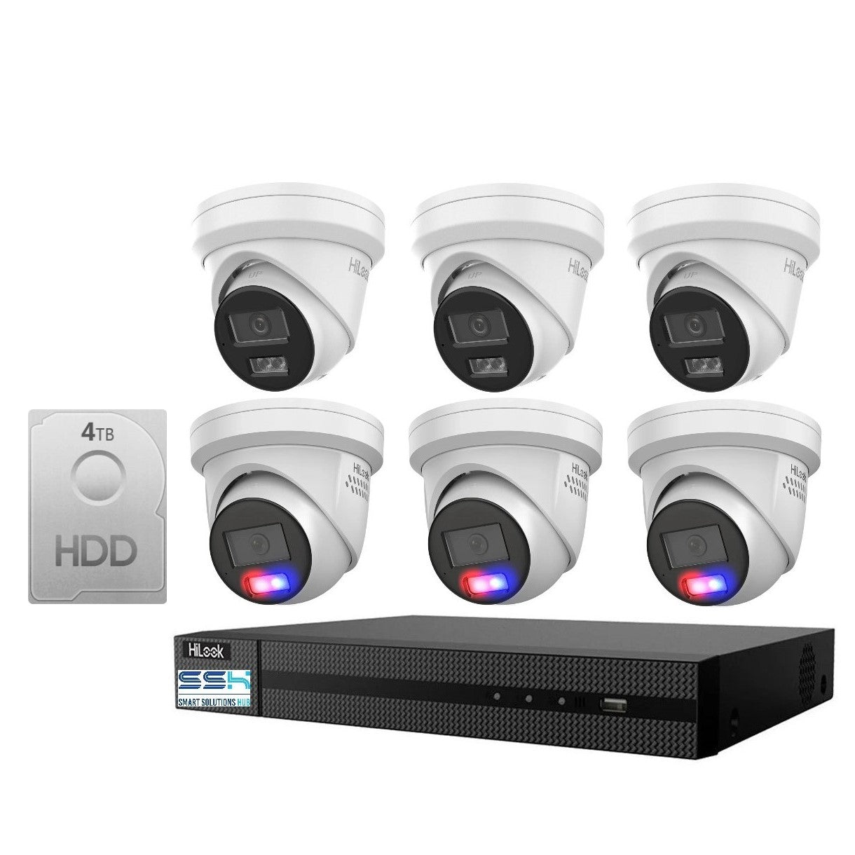 Hikvision Hilook 6MP 3 x T269, 3 x T361 6 Camera Kit - All in one Camera Active Colour Deterrence