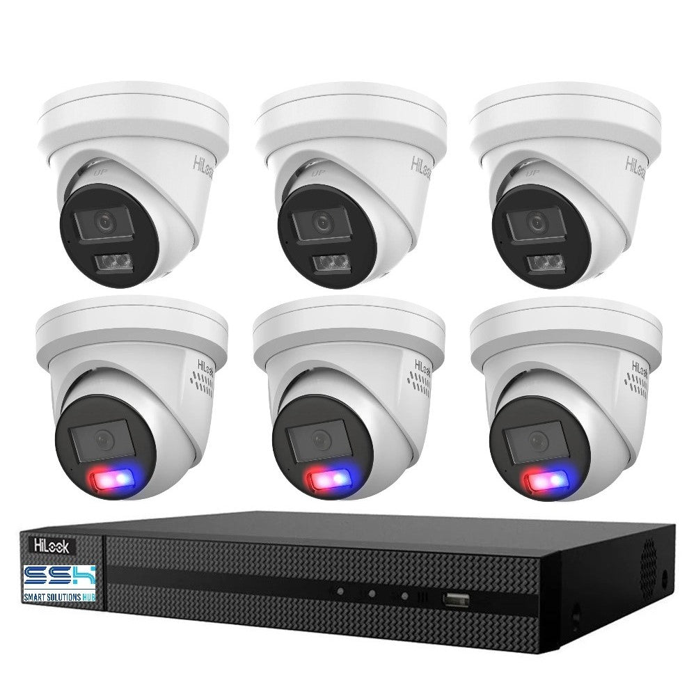 Hikvision Hilook 6MP 3 x T269, 3 x T361 6 Camera Kit - All in one Camera Active Colour Deterrence