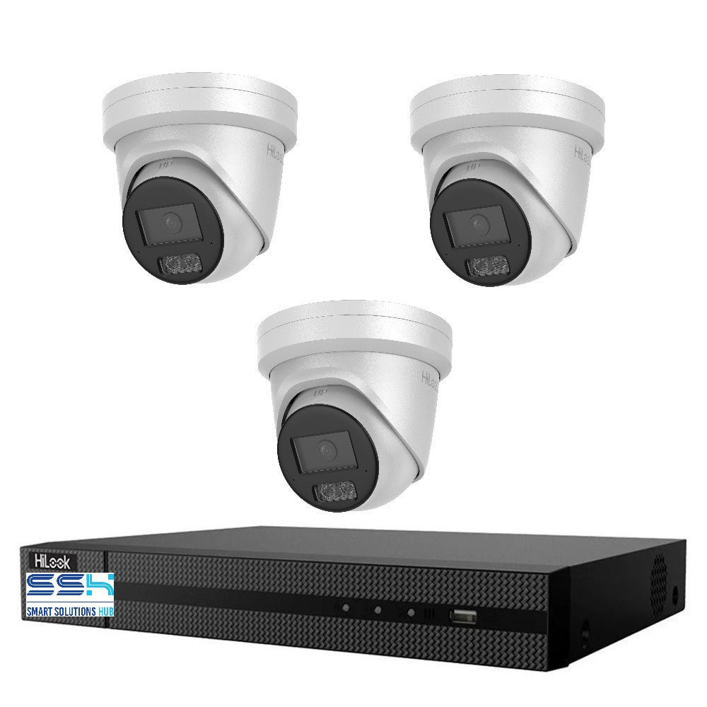 HiLook Hi Color Pro 6MP 4CH CCTV Kit: 3 x IP Hi Color Camera+ 4CH NVR