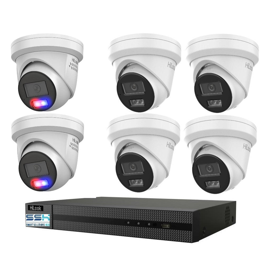 Hikvision Hilook 6MP 2 x T269, 4 x T361 6 Camera Kit - All in one Camera Active Colour Deterrence
