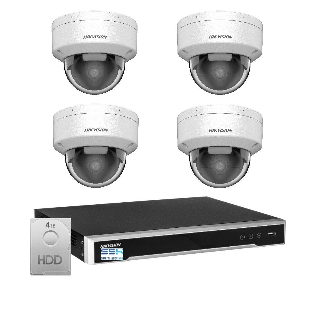 Hikvision 6MP AcuSense 8CH CCTV kit 4 Network Dome Camera+8CH NVR