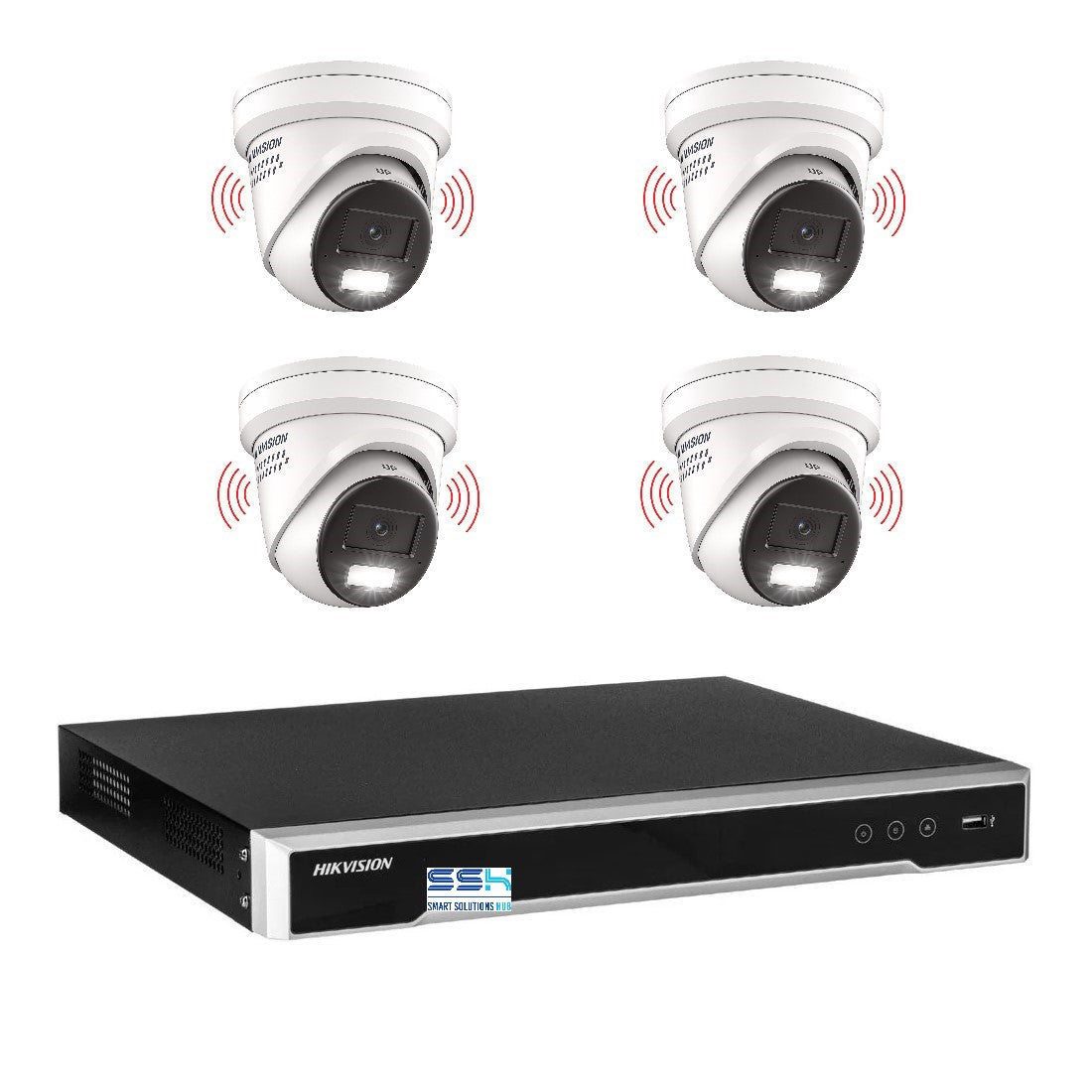 Hikvision 6MP AcuSense 4CH CCTV kit 4 Network Camera with Siren Strobe+4CH NVR