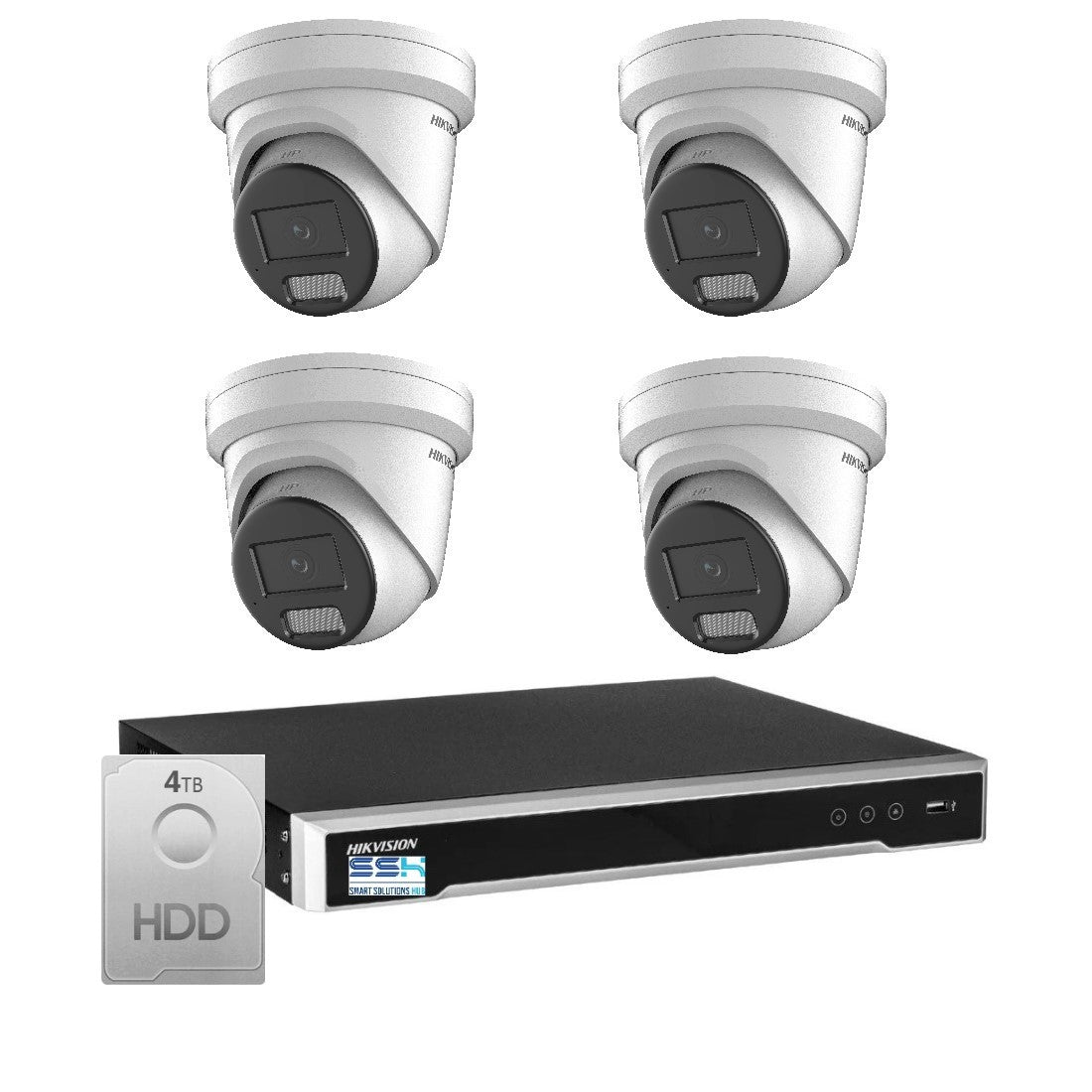 Hikvision 6MP AcuSense 8CH CCTV kit 4 Network Turret Camera+8CH NVR