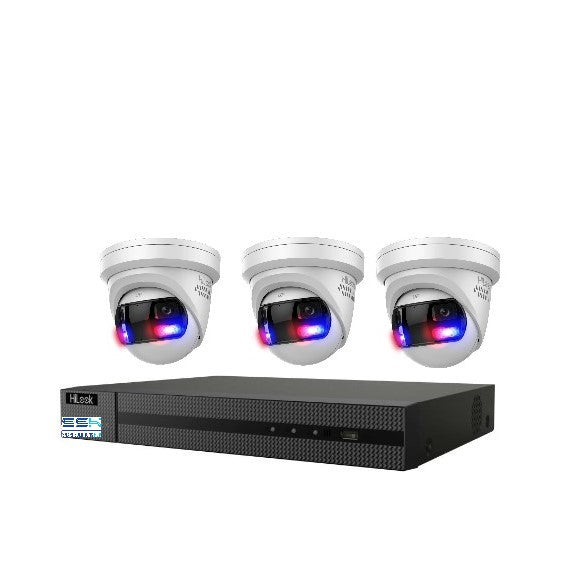 Hikvision HiLook Pro Panoramic 4CH CCTV Kit: 3 x Pro IPC-T289PH-MU/SL + 4CH NVR