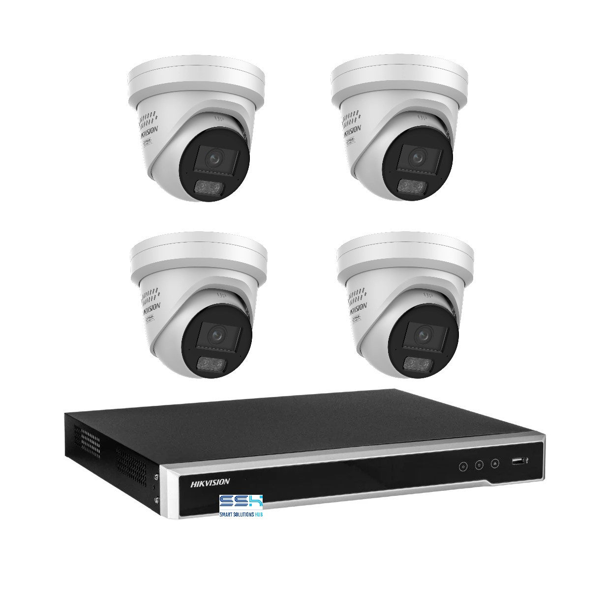 Hikvision 6MP AI Smart Hybrid Light ColorVu 8CH CCTV kit 4 Camera Siren Strobe+8CH NVR