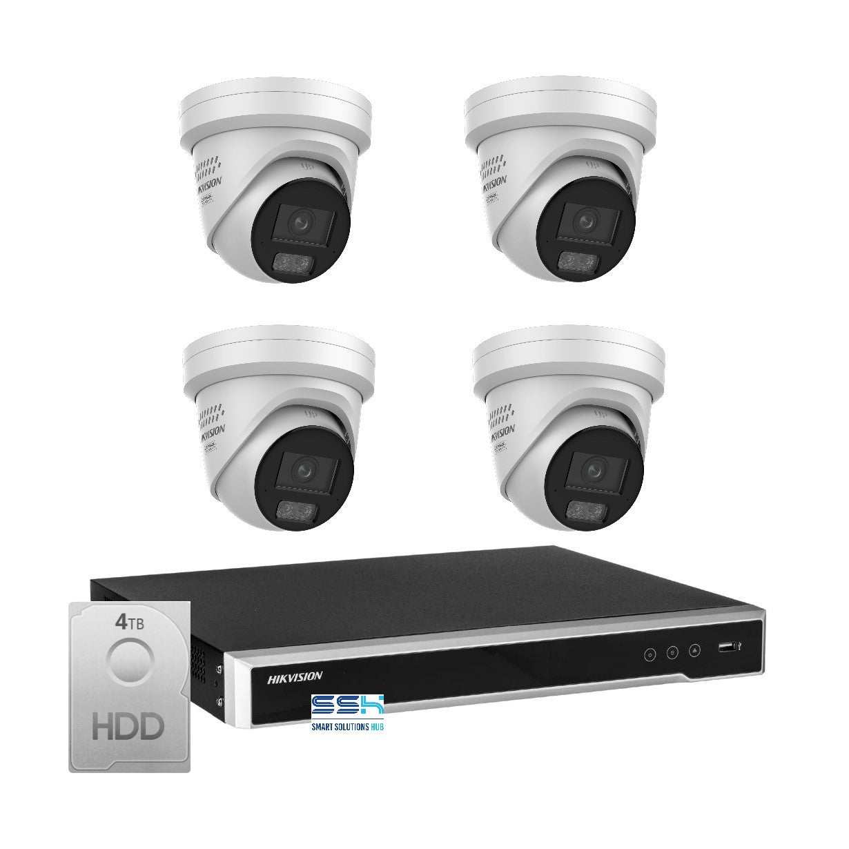 Hikvision 6MP AI Smart Hybrid Light ColorVu 8CH CCTV kit 4 Camera Siren Strobe+8CH NVR
