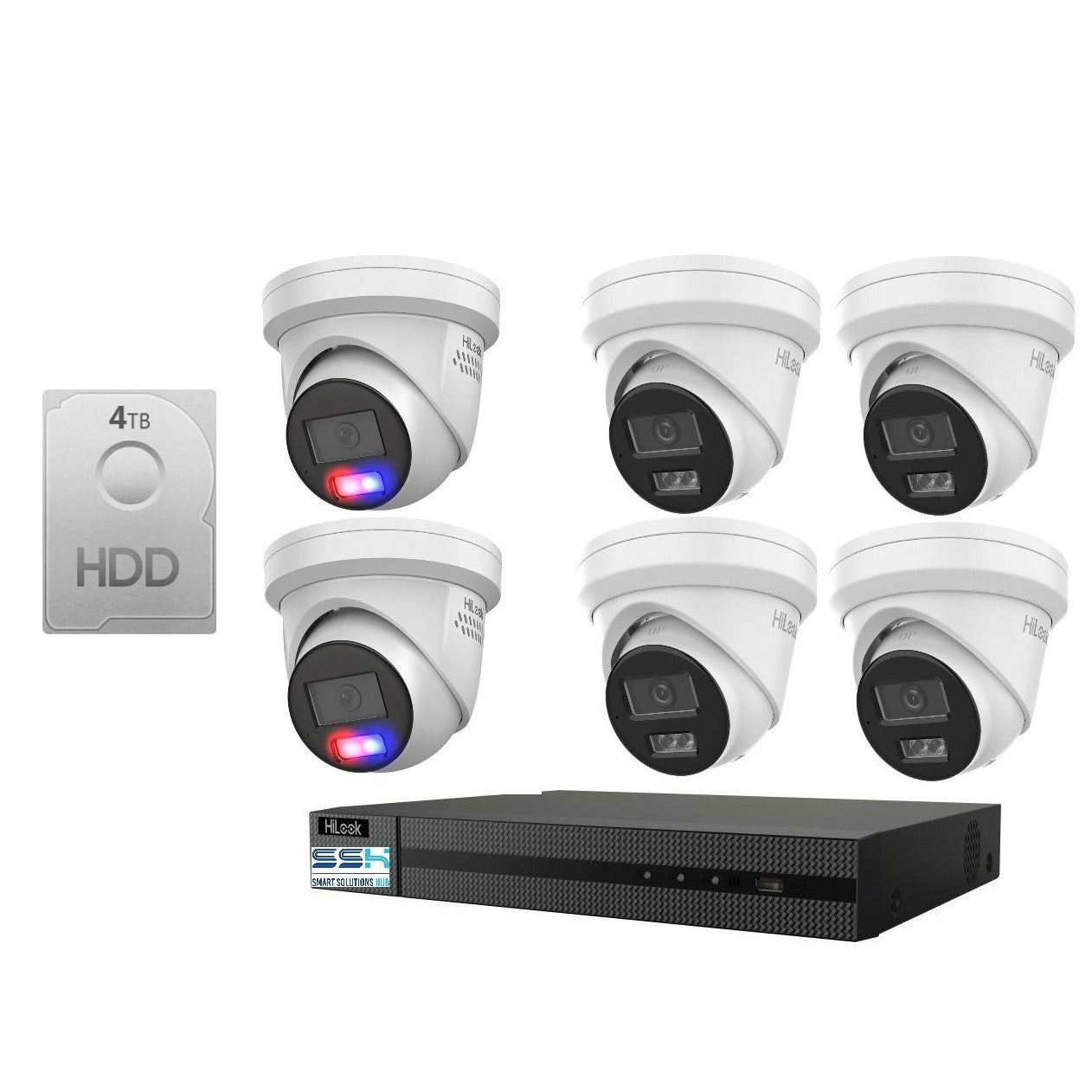 Hikvision Hilook 6MP 2 x T269, 4 x T361 6 Camera Kit - All in one Camera Active Colour Deterrence