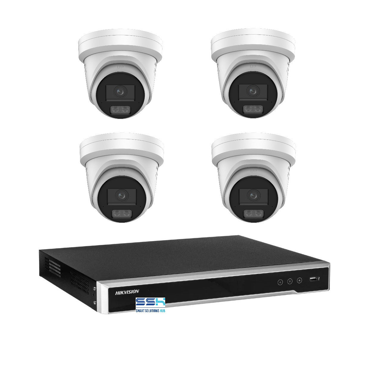 Hikvision 8MP 8K AI Smart Hybrid Light ColorVu 8CH CCTV kit 4 Camera Siren Strobe+8CH NVR