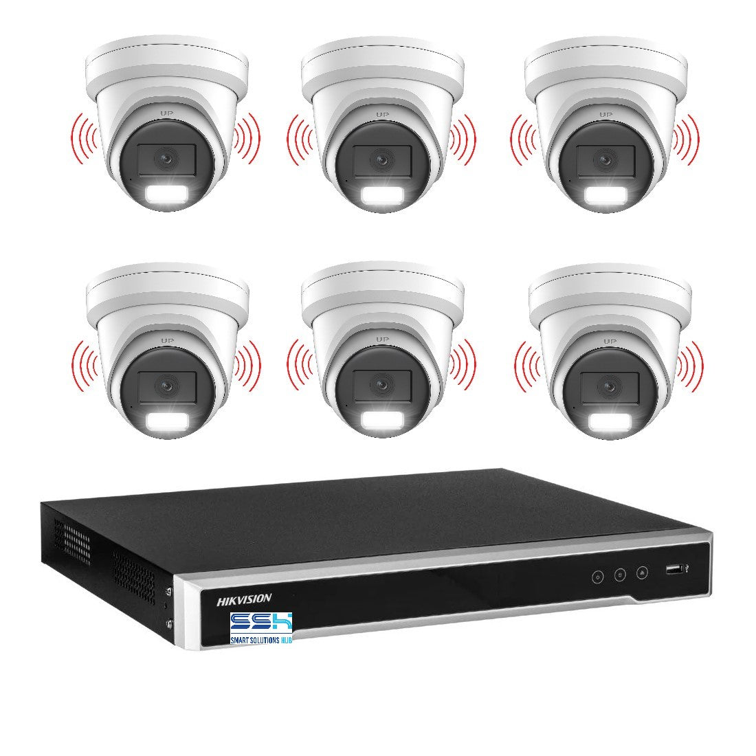 Hikvision 8MP 4K AcuSense 8CH CCTV kit 6 Network Camera with Siren Strobe+8CH NVR