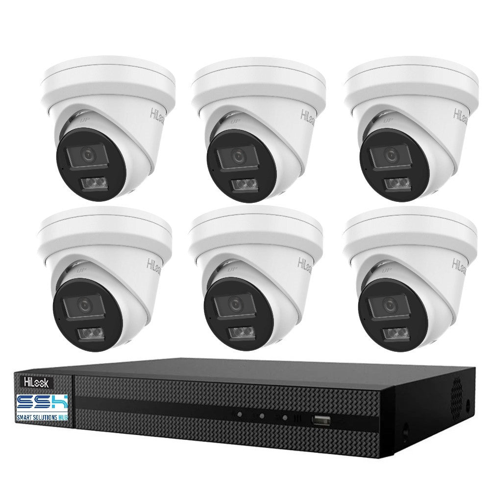 Hikvision HiLook 6MP  IntelliSense 8CH CCTV Kit: 6 x IP Turret Cameras + 8CH NVR