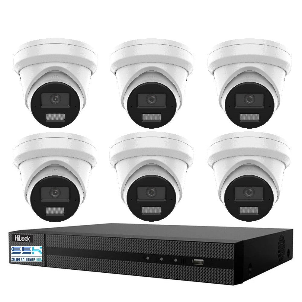 Hikvision HiLook 8MP 4K IntelliSense 8CH CCTV Kit: 6 x IP Turret Cameras + 8CH NVR