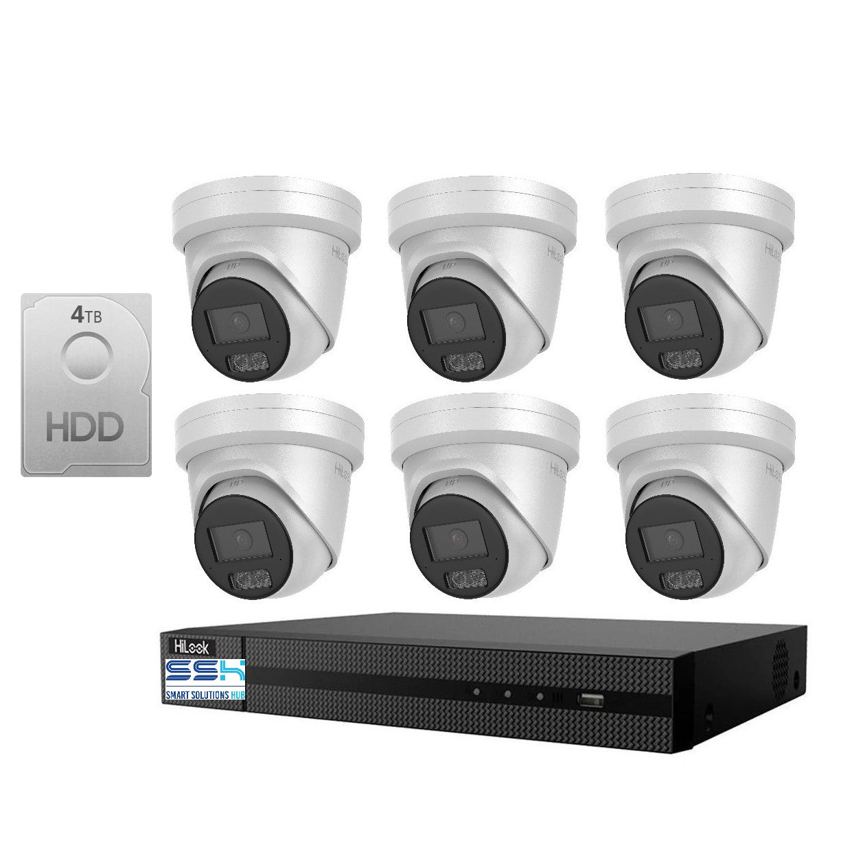 HiLook Hi Color Pro 6MP 8CH CCTV Kit: 6 x IP Hi Color Camera + 8CH NVR