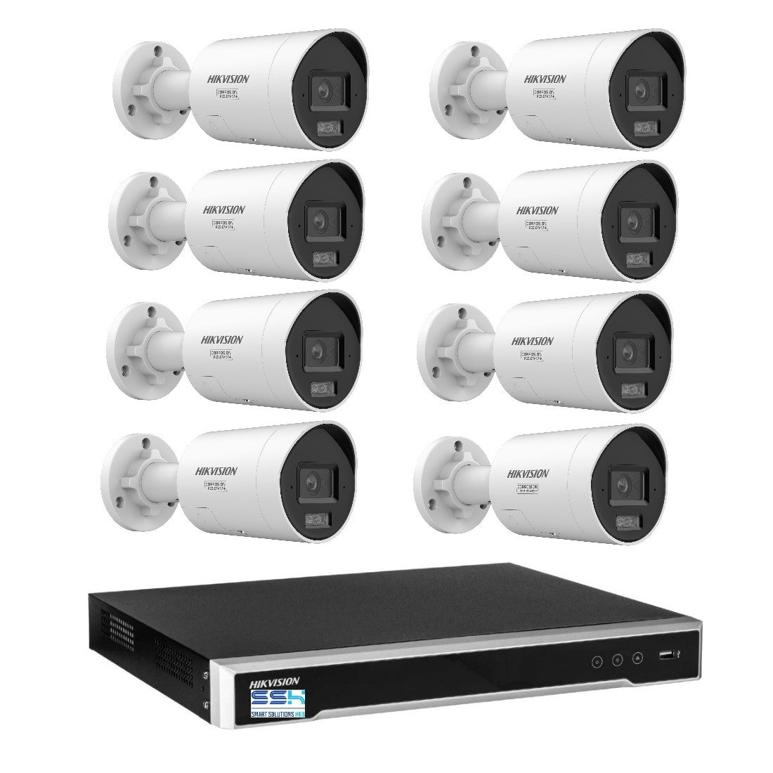 Hikvision 8MP 8K AI Smart Hybrid Light ColorVu 8CH CCTV kit 8 Mini Bullet Siren Strobe+8CH NVR