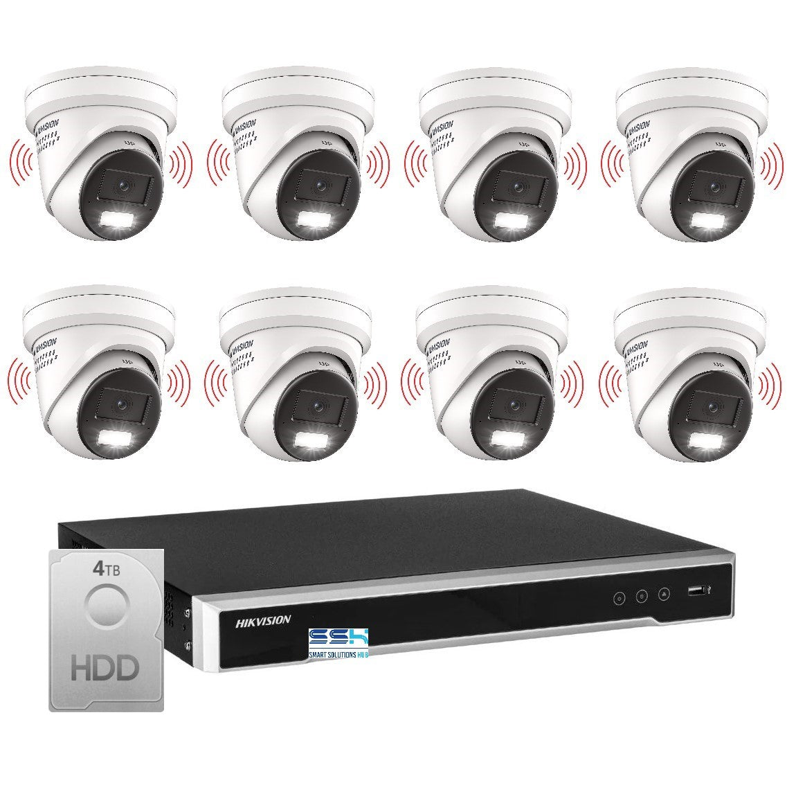Hikvision 6MP AcuSense 8CH CCTV kit 8 Network Camera with Siren Strobe+8CH NVR