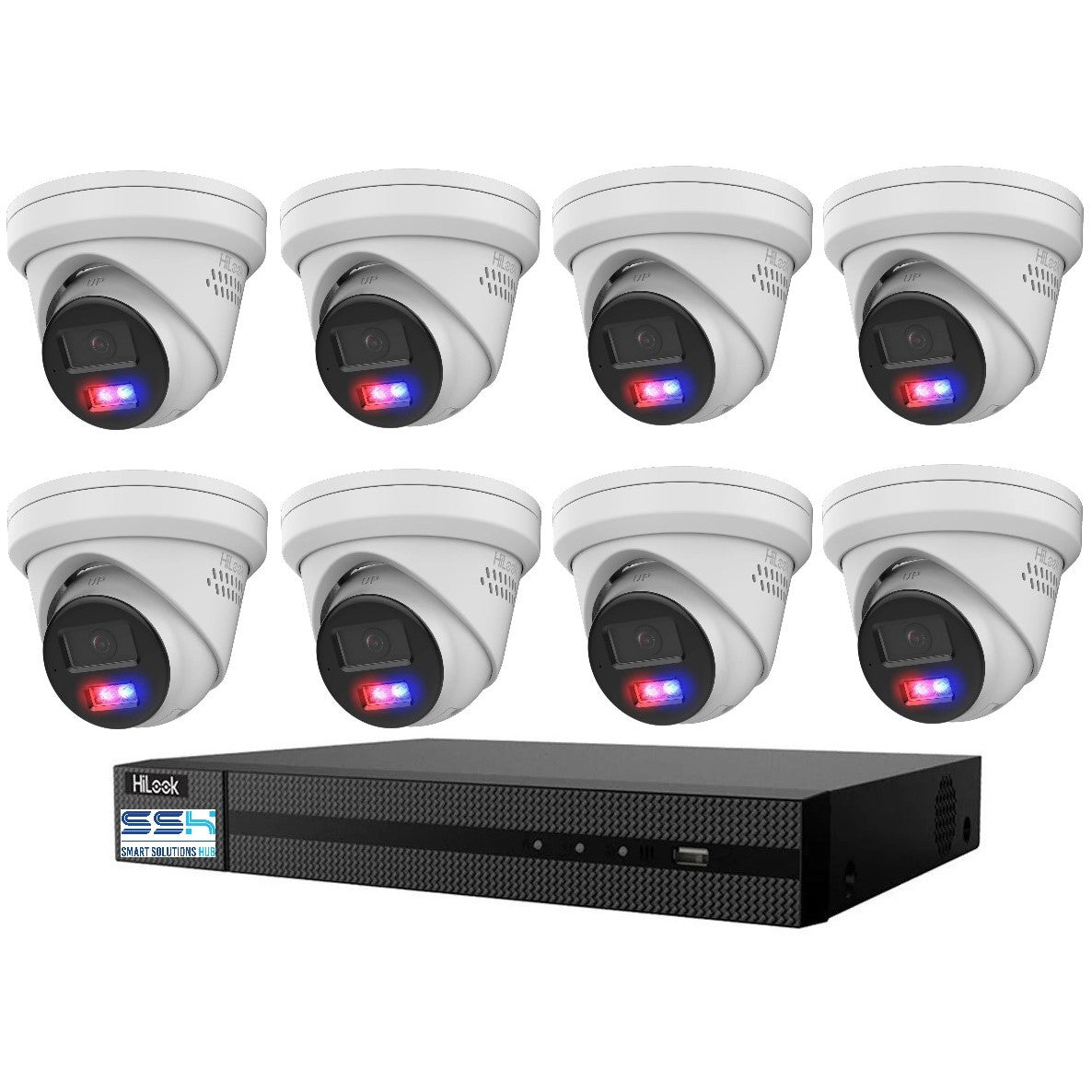 HiLook 4K 8MP All-in-One Active Colour Deterrence 8CH CCTV Kit: 8 x IP Active Colour Camera + 8CH NVR