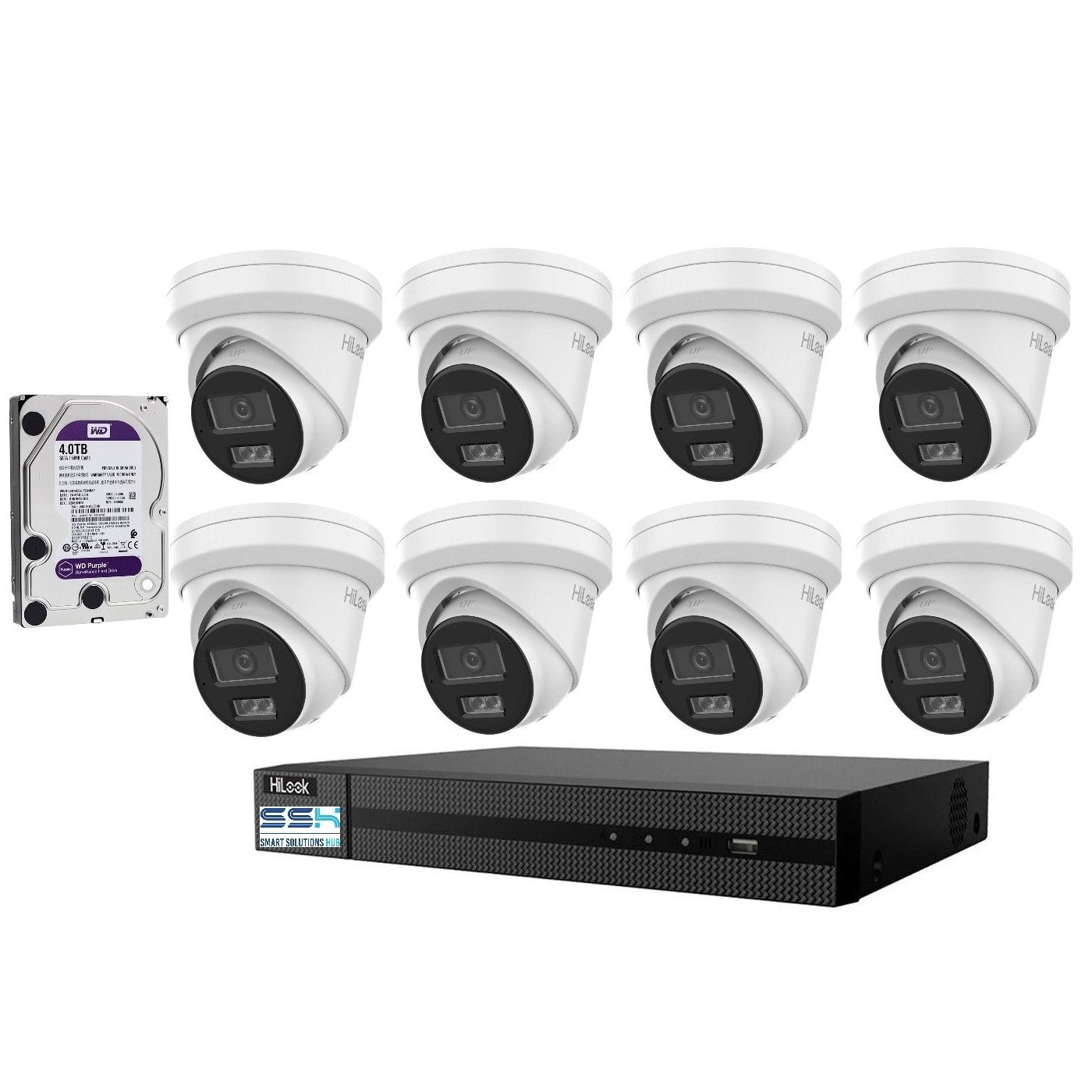 Hikvision HiLook 6MP IntelliSense 8CH CCTV Kit: 8 x IP Turret Cameras + 8CH NVR+4TB HDD