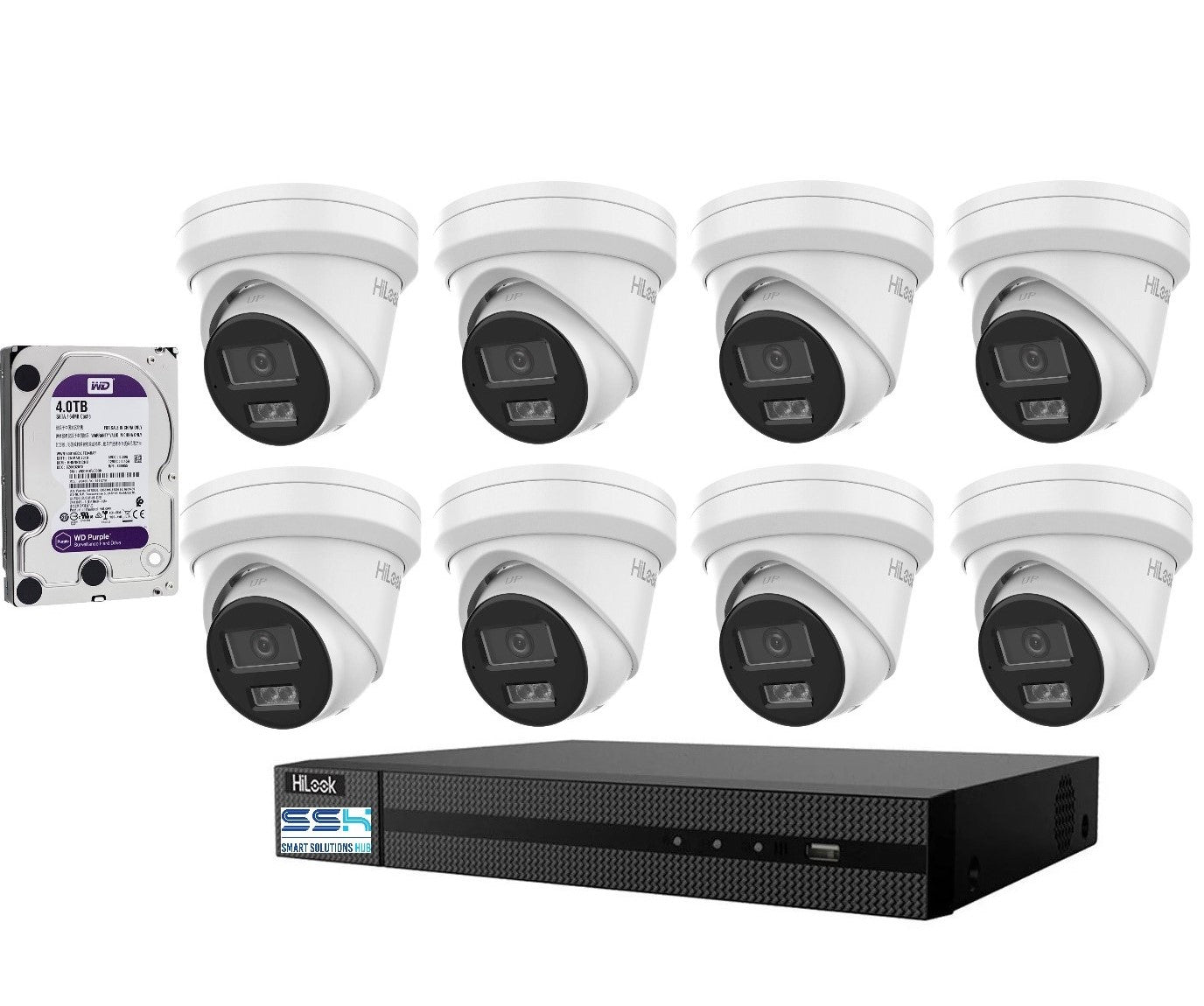 Hikvision HiLook 6MP IntelliSense 8CH CCTV Kit: 8 x IP Turret Cameras + 8CH NVR+4TB HDD