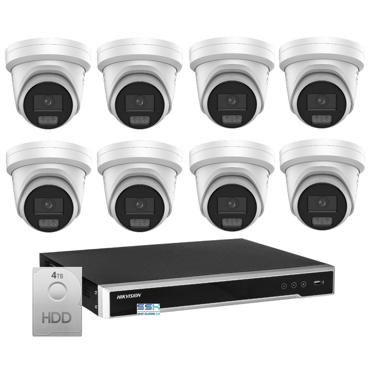 Hikvision 8MP 8K AI Smart Hybrid Light ColorVu 8CH CCTV kit 8 Camera Siren Strobe+8CH NVR