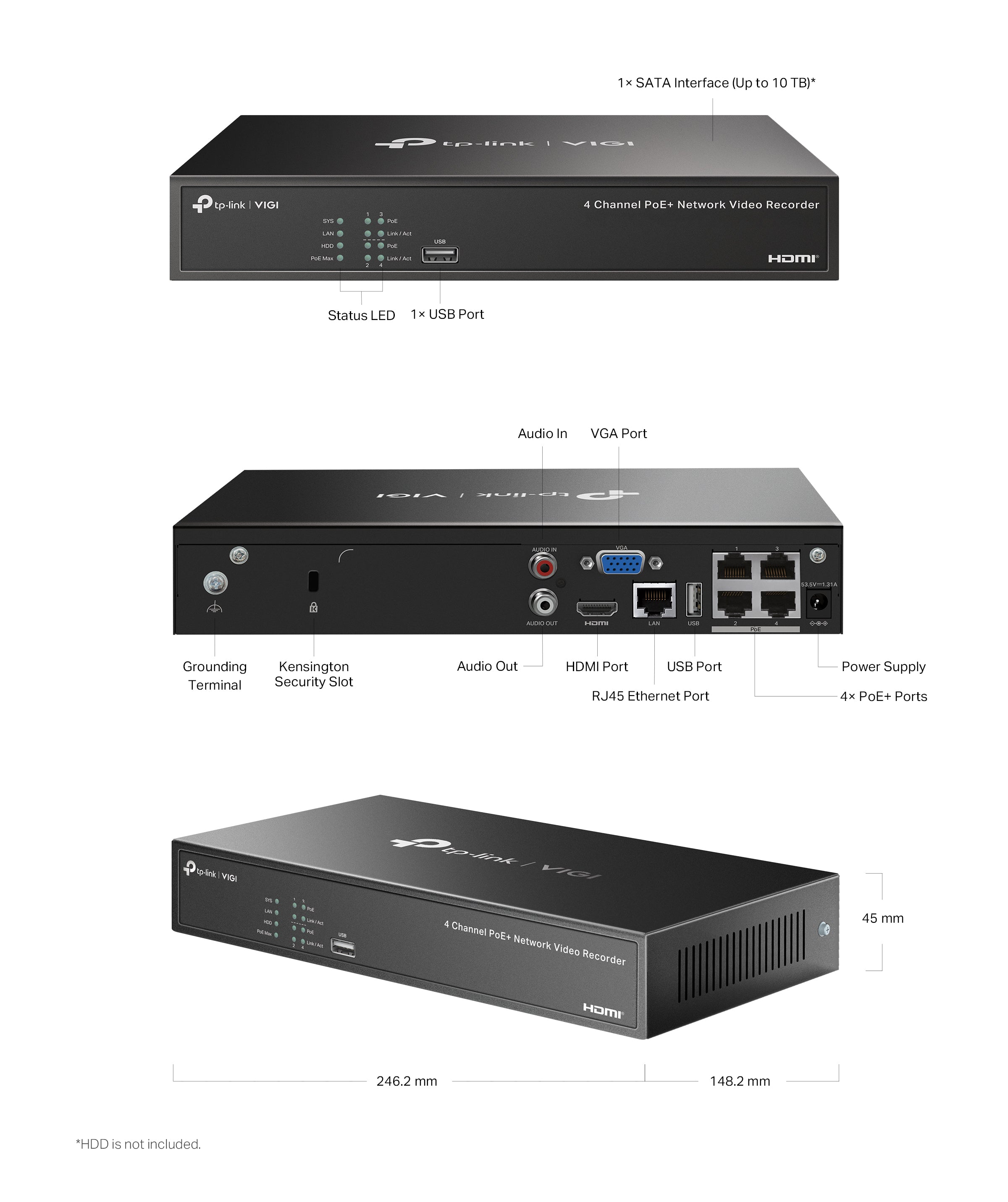 Tp-Link 8MP 4CH CCTV Kit: 4 x IP Turret Cameras (Full-Colour Speaker, Mic, Light) + 4CH NVR