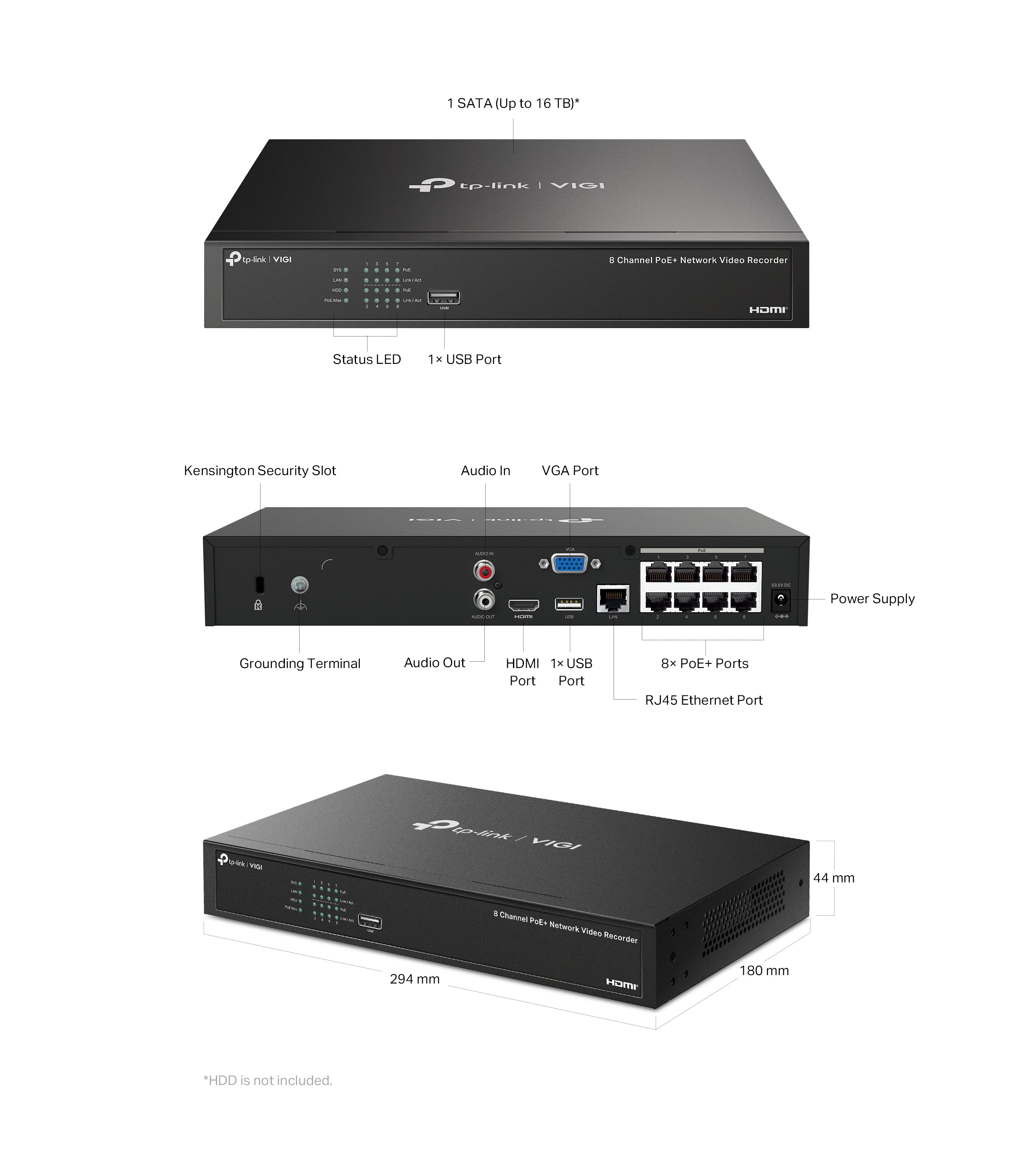 TP-Link 8MP 8CH CCTV Kit: 8 x IP Turret Cameras (Full-Colour Speaker, Mic, Light) + 8CH NVR