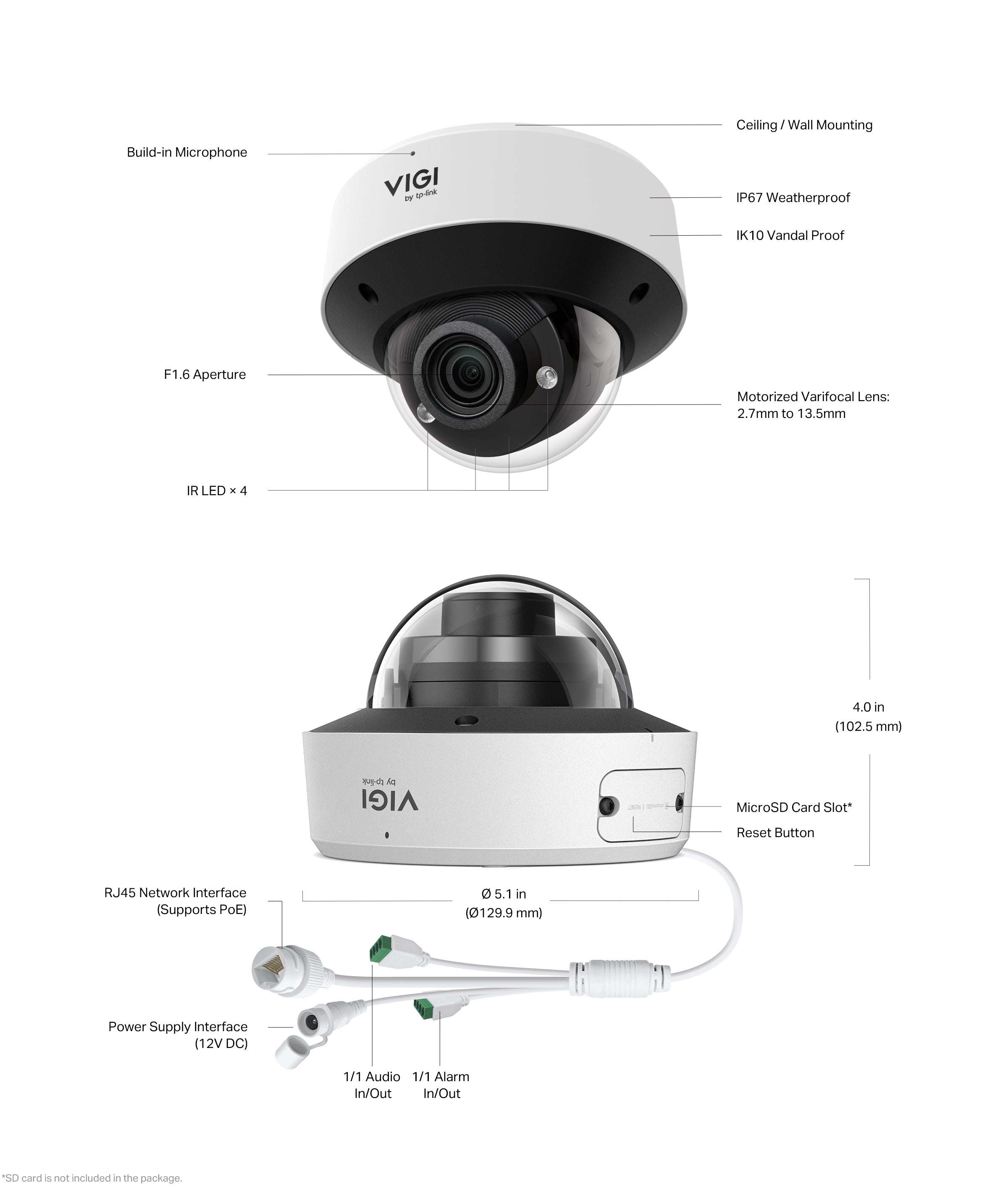 TP-Link VIGI InSight S245ZI 4MP IR Motorised Varifocal Dome Network Camera