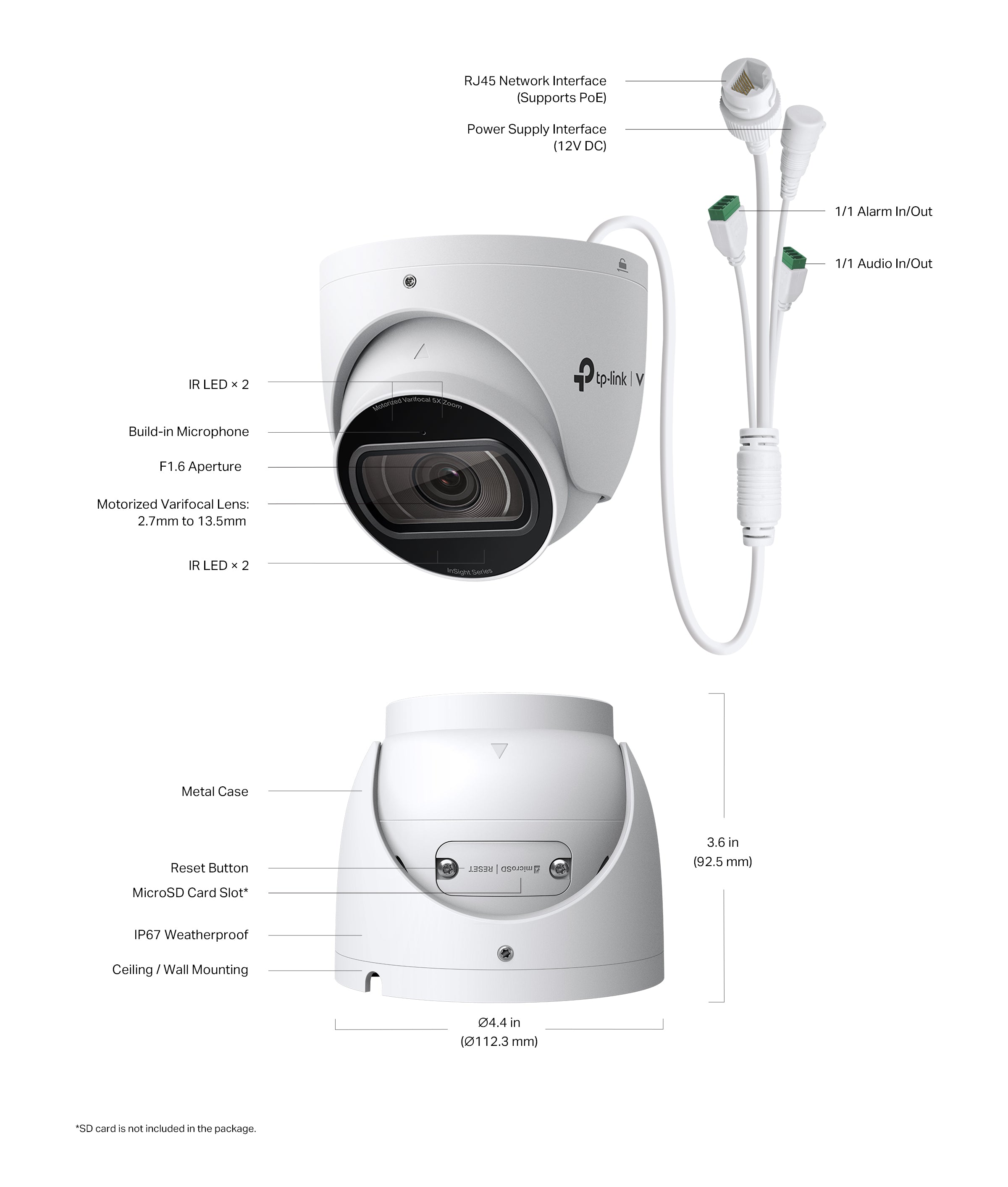 TP-Link VIGI InSight S445ZI 4MP IR Motorised Varifocal Turret Network Camera