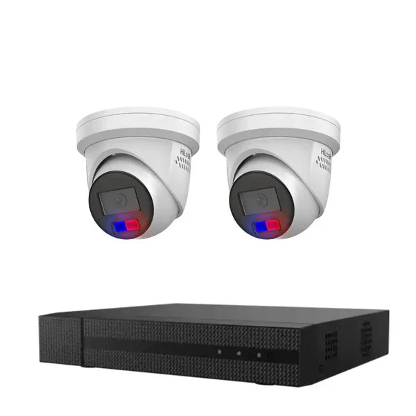 HiLook All-in-One Active Colour Deterrence 4CH CCTV Kit: 2 x IP Active Colour Camera+ 4CH NVR - Civic Electronic