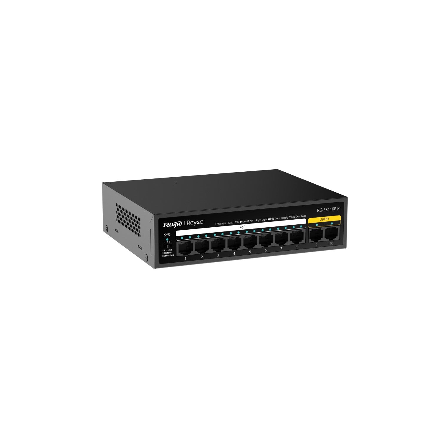 Ruijie Reyee RG-ES110F-P, 10-Port 10/100 Mbps Unmanaged PoE Switch - Civic Electronic