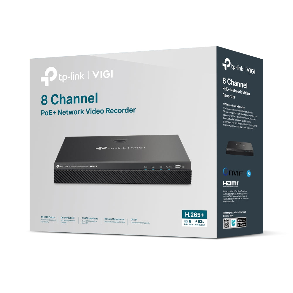 TP-Link VIGI NVR2008H-8MP 8 Channel PoE+ Network Video Recorder