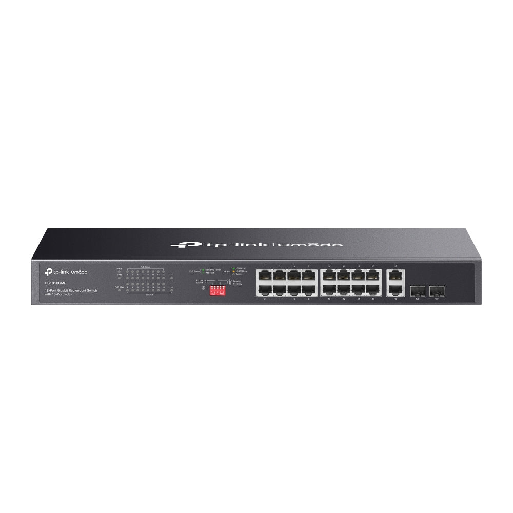 TP-Link OmadaDS1018GMP 18-Port Gigabit Rackmount Switch with 16-Port PoE+2 SFP - Civic Electronic