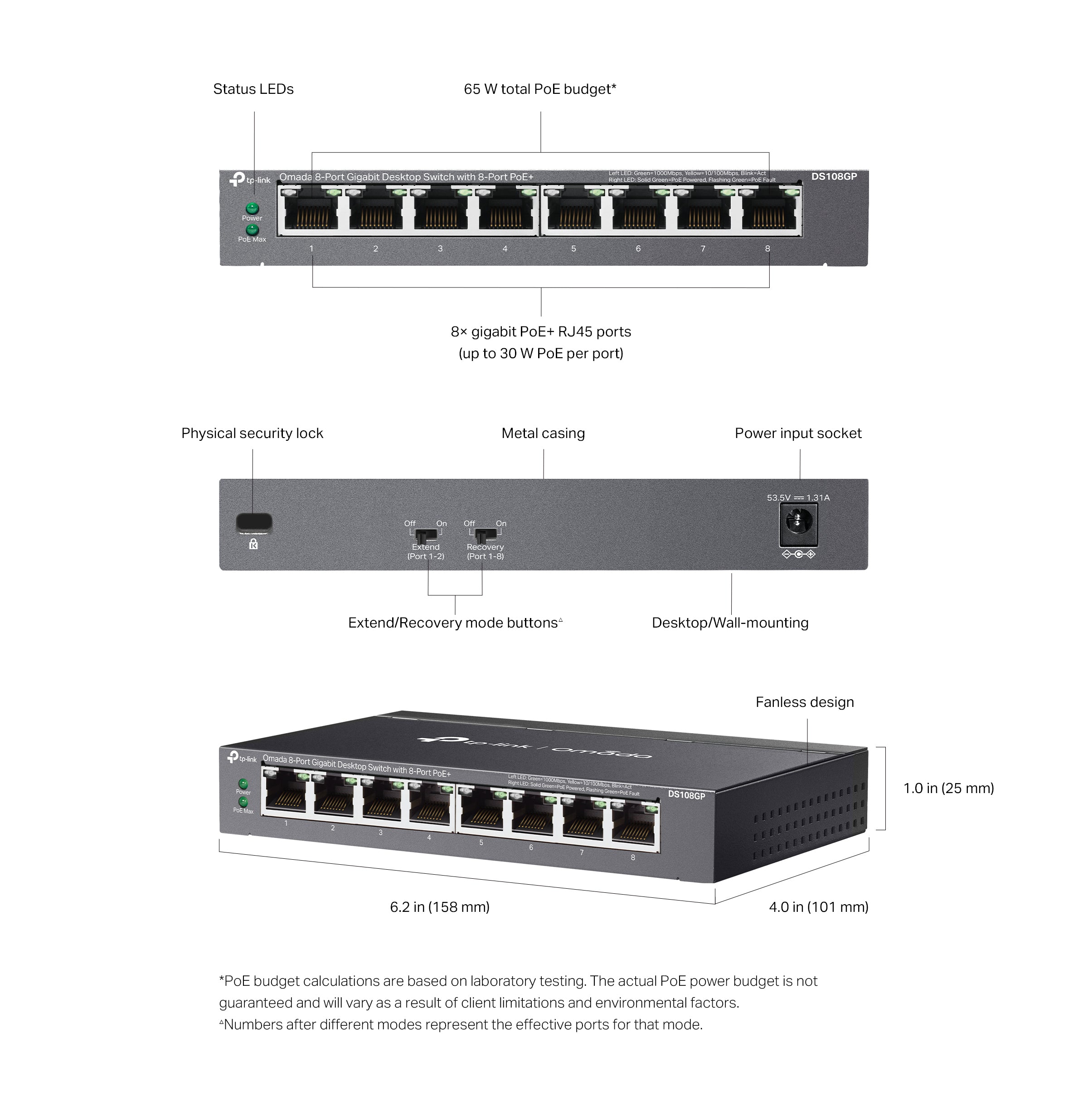 TP-Link Omada DS108GP 8-Port Gigabit Desktop Switch with 8-Port PoE