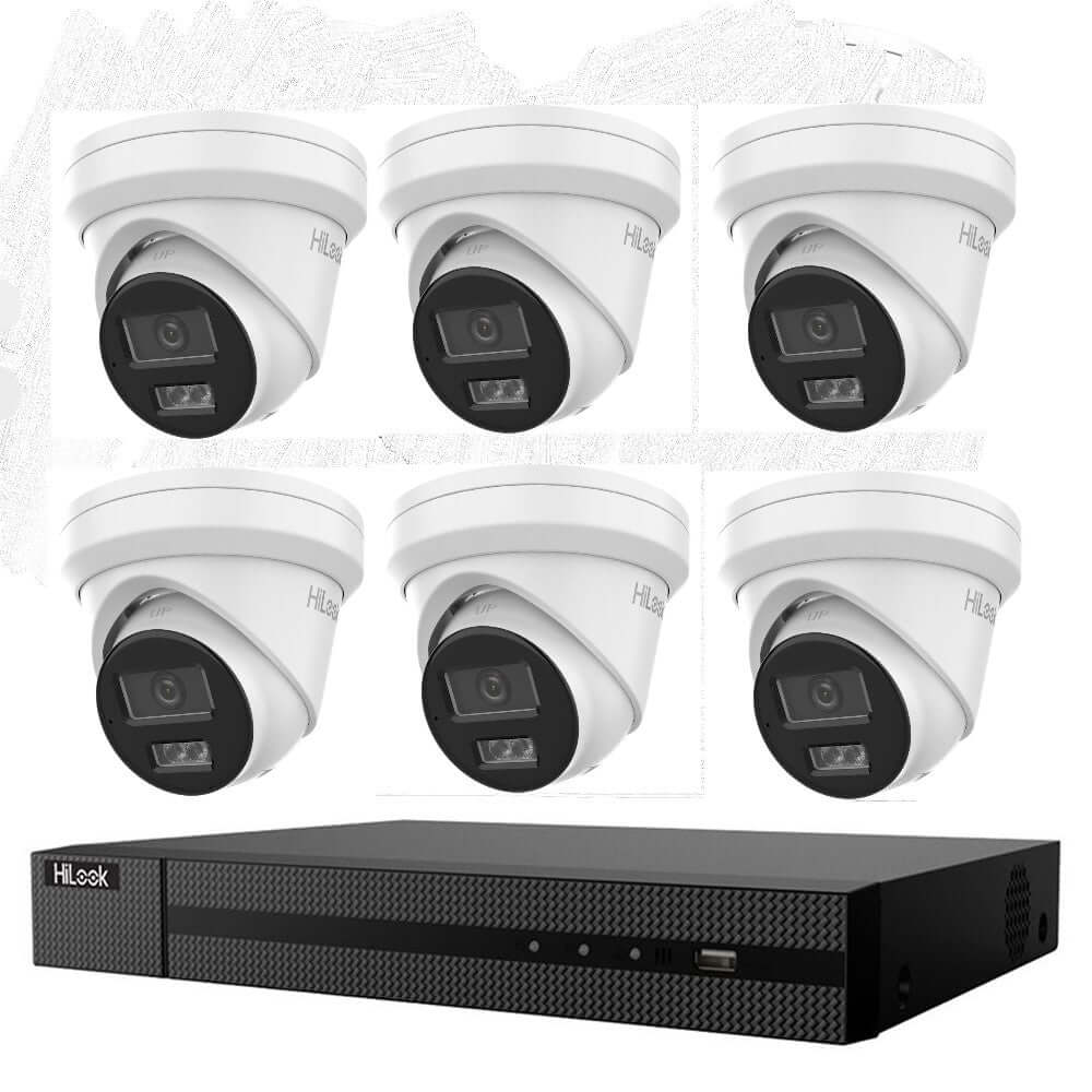 Hikvision HiLook 6MP  IntelliSense 8CH CCTV Kit: 6 x IP Turret Cameras + 8CH NVR +6TB HDD - Civic Electronic